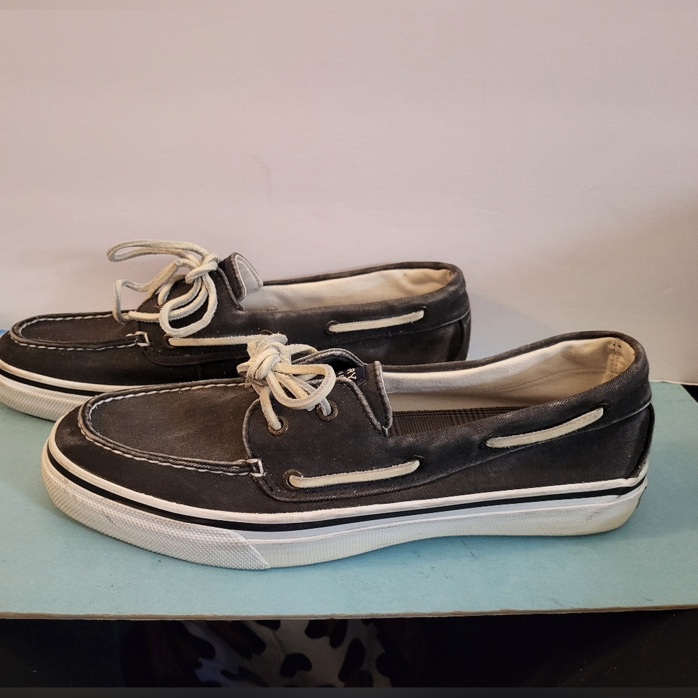 Mens Grey Canvas Sperry Top- Sider Shoes sz 11m